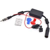 ❁ Universal Car Stereo FM Radio Antenna Signal Booster Amplifier Amp12V Power Supply DIN Plug Connector Adapter 88-108MHz