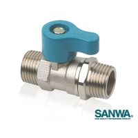 มินิบอลวาล์ว ผ.ผ. 4 หุน (1/2 นิ้ว) วาล์วก้านสั้น 2 ทาง เกลียวนอก/เกลียวนอก Sanwa