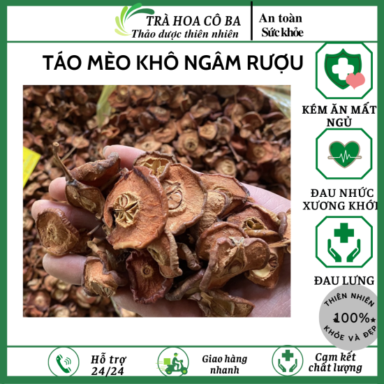 Táo mèo khô ngâm rượu, sơn trà ngâm rượu trà hoa cô ba 1kg - ảnh sản phẩm 1