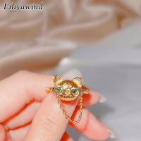 Liliyawind แหวนหัวแมวขัดเพทายชุบทอง18K สำหรับผู้หญิงและ G1R