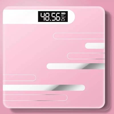 สินค้าใหม่ เครื่องชั่งน้ำหนักดิจิตอล เครื่องชั่งน้ำหนักคน 0.1-180KG แสดงอุณหภูมิ Electronic Weight Scale Pink