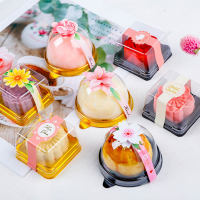 50Pcs รอบสแควร์ Mooncake ถาดทองพร้อมฝาครอบ Pastry Tart กล่องบรรจุภัณฑ์ Mooncake คอนเทนเนอร์กลางฤดูใบไม้ร่วงตกแต่งเคร...