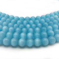 Blue Cats Eye Beads สีฟ้าแมวตาลูกปัด 4-12 มิลลิเมตรรอบธรรมชาติหลวมโอปอลหินลูกปัด Diy สำหรับเครื่องประดับ