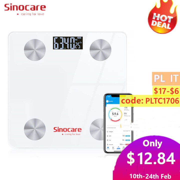 Sinocare Smart Body Fat Composition Scale Bathroom Scale Test 12 Body