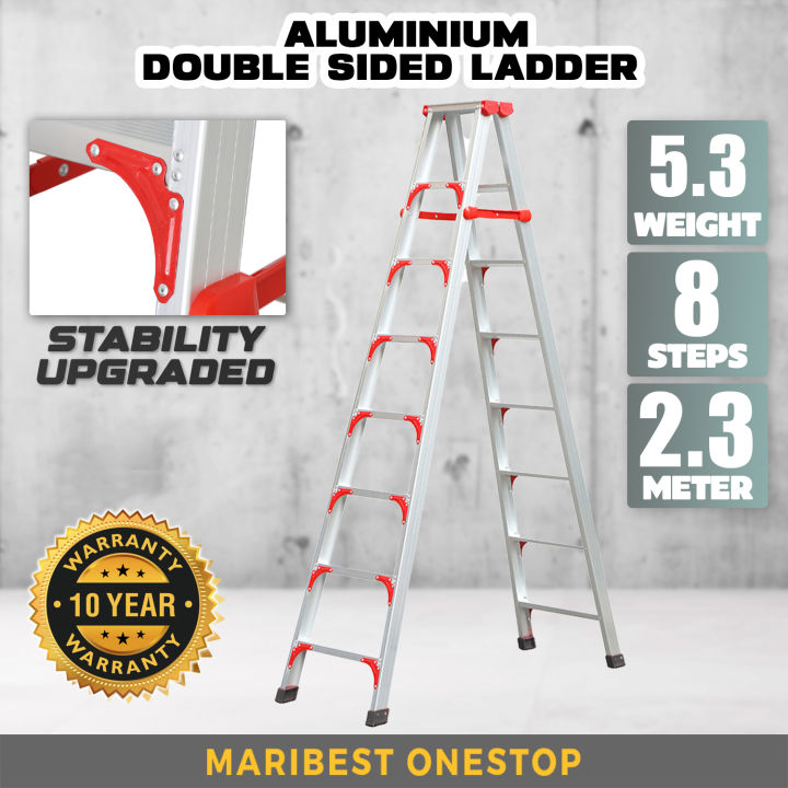 8 Step Ladderman Heavy Duty Aluminium Double Sided Ladder Multi Purpose Ladder Foldable Tangga