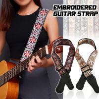 【cw】Big Sale 1pc Ethnic Ribbon Embroidery Adjustable Guitar Strap Widen Thickening Cotton Fabric for Bass Belt Guitar Accessorieshot