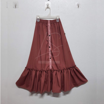 Long Skirt กระโปรงเด็กผู้หญิง กระโปรงรุ่นกระดูม ผ้าไหมอิตาลี เอวยางยืด เอว 20-30นิ้ว ความยาว 26นิ้ว SK-A85