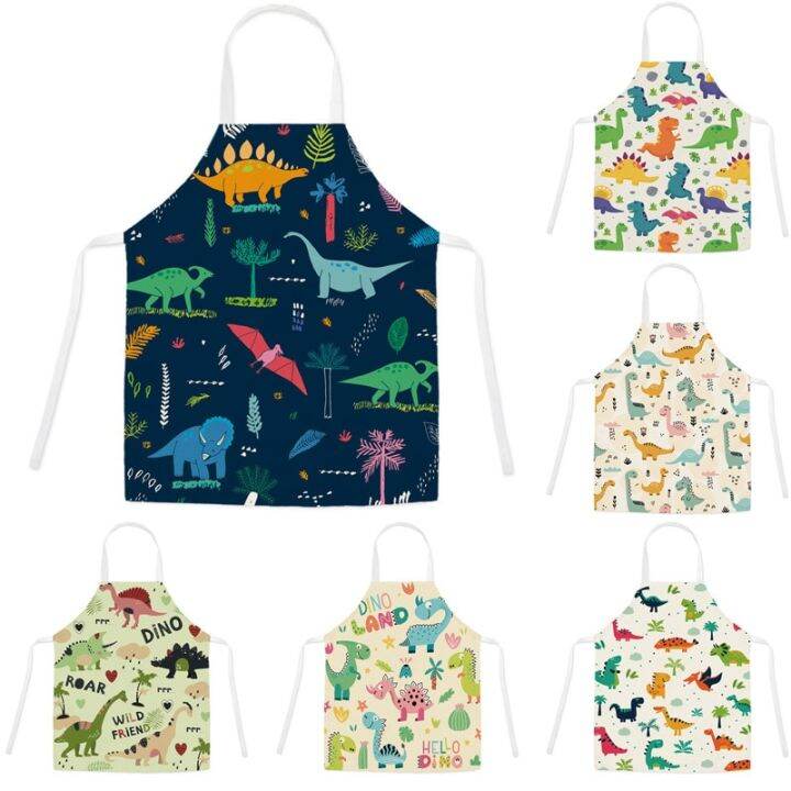 cartoon-dinosaur-cute-apron-for-children-kitchen-cooking-linen-soft-fabric-adults-children-bib-apron-aprons