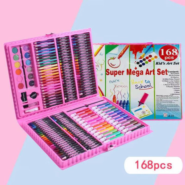 Xmas Gifts for kids 123 pcs Wooden Art Box Set for Colouring Painting  Drawing