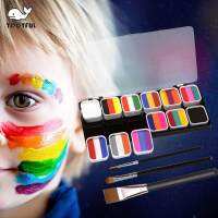 TOOYFUL ชุดระบายสีร่างกายใบหน้าแบบมืออาชีพ Palette พร้อมแปรง3อันสำหรับเด็กซักได้