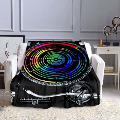 Music DJ Flannel Throw Blankets Disc Player Plush Blankets Audio Soft Cozy Blanket for Sofa Chair Couch Bed King Size Bedspread