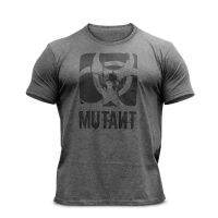 Fitness T-Shirt Men Summer New Gym Mutant T-Shirt High Quality Cotton Sports Muscle Tops Oversize Short Sleeve Summer Streetwear