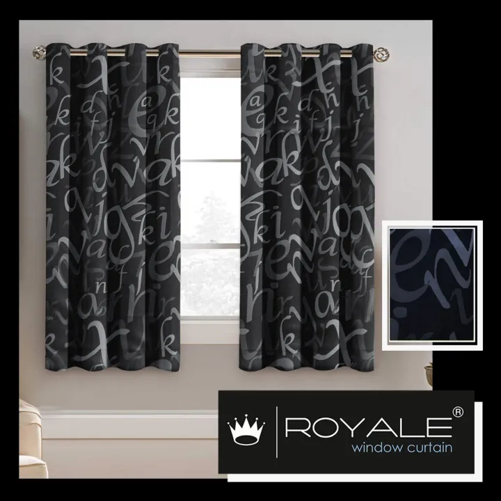 BV394 Letters Design Grommet Ring Curtains W55”x L66” (1.4m x 1.67m