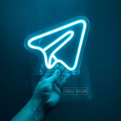 Paper Plane LED Neon Night Light Home Bedroom Birthday Party Desk Decor Cafe Store Table Decor Lamp