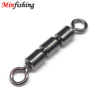 Minfishing 25/50 ชิ้น/ล็อต Rolling Swivels 3 ส่วนลูกปืนหมุนตัวเชื่อมต่อสแตนเลสอุปกรณ์หมุนตกปลา-SLPPP STORE