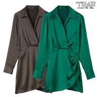 ZARA Traf สีทึบสตรีแบบใหม่เข้ารูปปกเสื้อเสื้อแขนยาวสไตล์ยุโรปและอเมริกาผู้หญิงสินค้าต่างประเทศ9492650