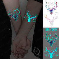 【cw】Blue Luminous Glow Tattoo Sticker Deer Glowing Snake Waterproof Temporary Tatoo Wrist Fake Tatto For Body Art Women Men 【hot】