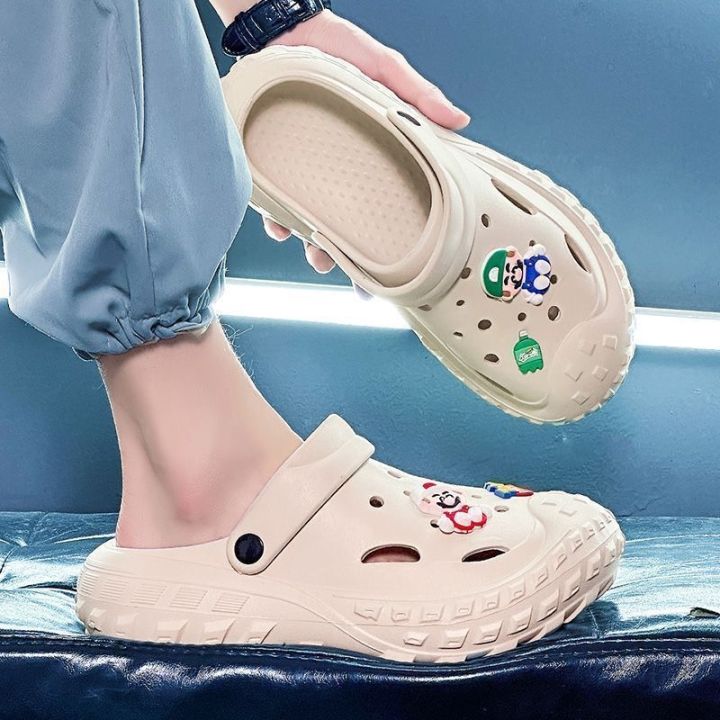 hot-sale-hole-shoes-mens-summer-outer-non-slip-wear-resistant-baotou-sports-dual-use-beach-sandals-and-slippers-womens-hole