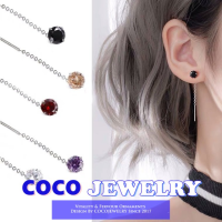 COCOJEWELRY S925 Silver Drop ต่างหูเกาหลีแฟชั่น Zircon พู่หูยาวผู้หญิง