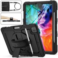【DT】 hot  360 Rotate Kickstand Tablet Case for ipad Pro 12.9 case 2020 with Neck Strap shockproof Protective Cover for ipad pro 11 2020