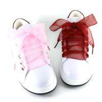 4cm Widened Transparent Chiffon Yarn Shoelaces Flat Silk Big Bow Wide Laces Trend Beauty White Casual Shoes Laces