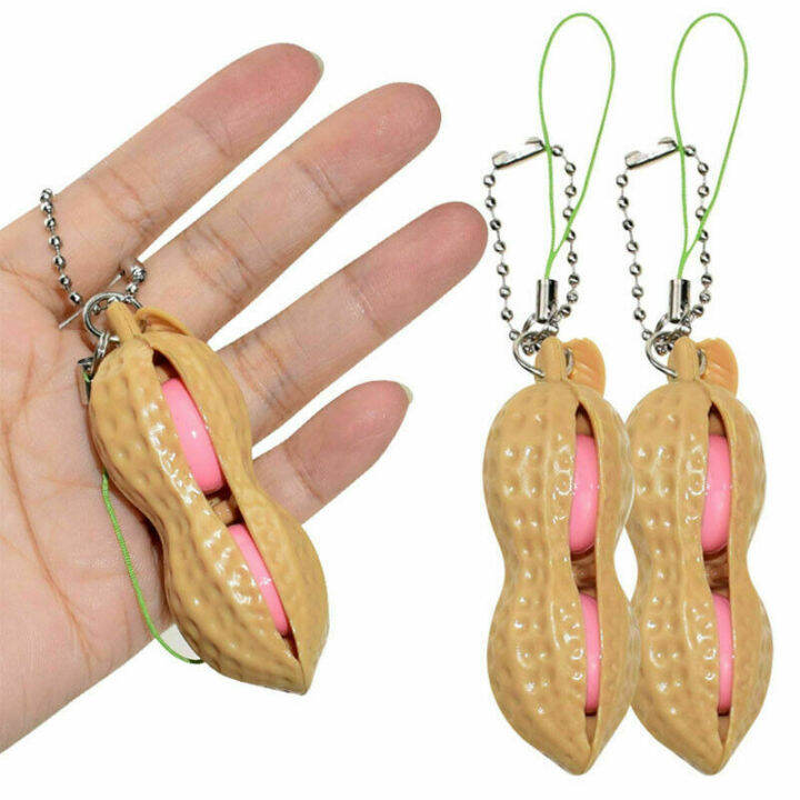 1Pc Cute Squishy Peas In A Pod Keyring Kawaii Mochi Bean Fidget Toy