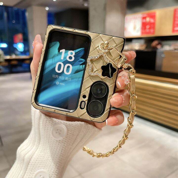 hoce-3d-แวววาวดาวทอเคสโทรศัพท์มีลายสำหรับออปโป้ไฟนด์-n2พลิกพร้อมสร้อยข้อมือแบบพกพาสำหรับ-n2flip-ออปโป้ไฟนด์ฝาครอบกันกระแทก