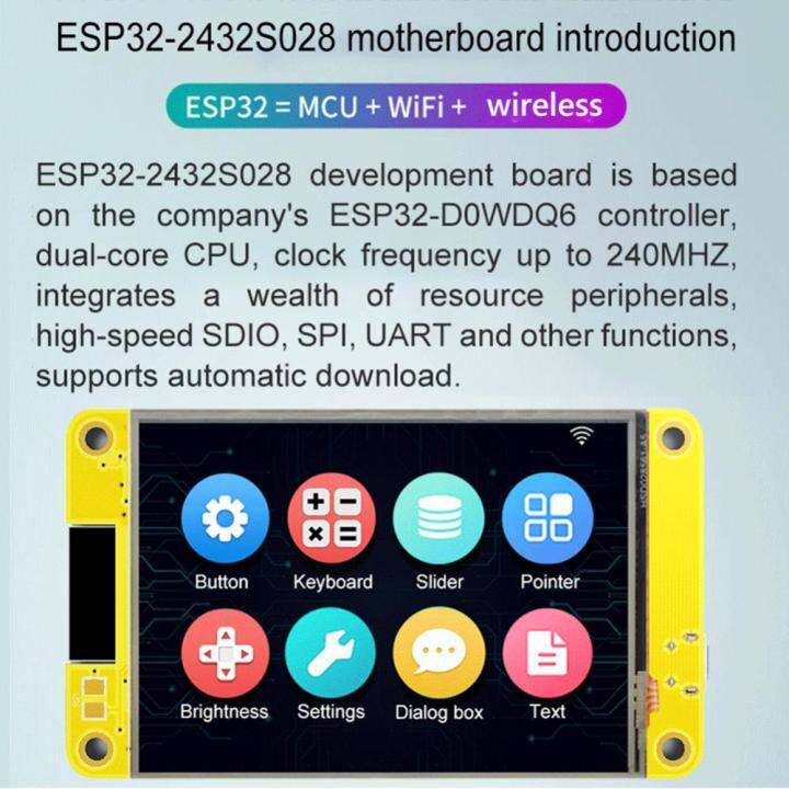 บอร์ดพัฒนา-esp32-2-8นิ้วจอ-lcd-โมดูลการพัฒนาหน้าจอระบบสัมผัส-tft-dual-core-mcu-wifi-บลูทูธเข้ากันได้กับหน้าจออัจฉริยะ-rgb