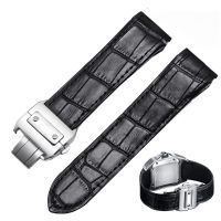 สายนาฬิกาหนังคุณภาพสูงเหมาะสำหรับ Cartier Santos Strap Santos 100 Men S And Women S Folding Buckle Strap 20Mm 23Mm