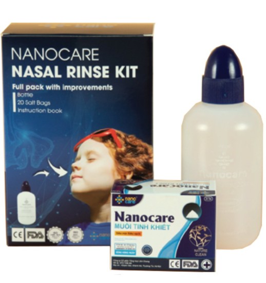 Bình và muối hạt nguyên chất rửa mũi nanocare - ảnh sản phẩm 1