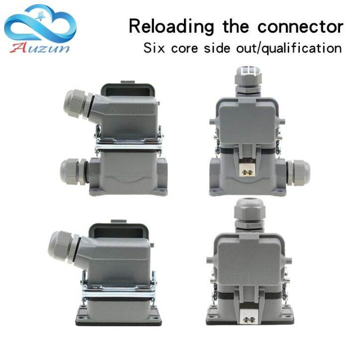 He-06-5-6 6 Core Heavy Duty Connector Rectangular Side Out Ejector Base ...