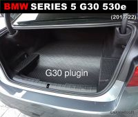 แผ่นปูท้ายรถ BMW SERIES 5 G30 530e , 520d (2017-22) ลายกระดุมเล็ก บีเอ็ม530e เข้ารูป ตรงรุ่นรถ