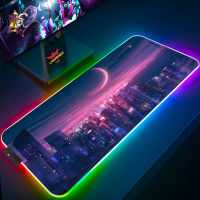 เมืองของนีออนแผ่นรองเมาส์คอมพิวเตอร์ Gamer Rgb Deskmat บิ๊ก M Ousepad Led M Ousepad ตารางเสื่อตั้งค่าอุปกรณ์เล่นเกมแล็ปท็อป