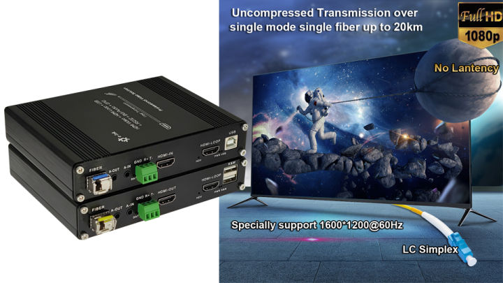 1080P HDMI KVM Fiber Extender Multifunction HDMI Video Optical Transceiver  Full HD SM 20km HDMI to Fiber Converter Support USB Keyboard Mouse RS232  GPIO Lazada PH