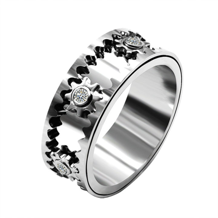 cod-925-เงินเปลือย-cnc-แหวนหมุนเกียร์-tiktok-แหวนคู่แบบเดียวกันแหวนหมุนกลไก