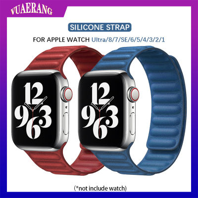 VUAERANG สายหนังสำหรับ Apple Watch Band 49มม. 45มม. 41มม. 44มม. 40มม. 42มม. 38มม. Magnetic Loop Link สร้อยข้อมือสำหรับ I Watch Ultra 8 7 6 SE 5 4 3 2 1อุปกรณ์เสริมเสริม