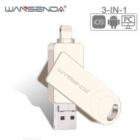 WANSENDA USB 3.0 Flash Drive OTG Pen Drive for iPhone/Android/PC 16GB 32GB 64GB 128GB 3 IN 1 Real Capacity Pendrive Flash Disk