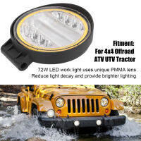 ไฟ LED ทำงาน 72W 6000K Angel Eyes IP68 กันน้ำสำหรับ 4x4 Offroad ATV UTV Tractor