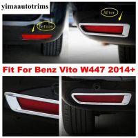 โคมไฟหมอกท้ายโครเมี่ยมตกแต่งปลอกคอกันสุนัขเลีย2ชิ้นสำหรับ Mercedes-Benz Vito W447 2014-2021ชุดอุปกรณ์เสริมภายนอก ABS