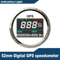 ELING 52Mm เรือรถเครื่องวัดความเร็ว GPS แบบดิจิตอลระยะทาง Tripmeter 0-999กม./ชม.MPH KNOTS รวมไมล์ปรับหน้าจอสีสัน9-32V เสาอากาศ GPS กันน้ำ