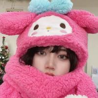 Pink Harajuku Cute Bear Beanies Hat Women Korean Fashion Kids Bunny Ears Kawaii Cartoon Cap Costume Hip-hop Warm Winter Bonnet