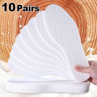 10/5 Pairs Natural Wood Pulp Disposable Insoles for Women Men Light Weight Breathable Insole Sweat Absorption Deodorant Shoe Pad