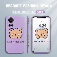 เคส GGK สำหรับ OPPO Reno10 Pro 5G เคสโทรศัพท์ดีไซน์ลายการ์ตูนน่ารักหมีสุขสันต์ขอบสี่เหลี่ยมปลอกซิลิโคนของเหลวคลุมทั้งหมดเคสป้องกันกล้อง