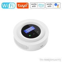 SHUAIYI Tuya Wifi เครื่องตรวจจับก๊าซเซ็นเซอร์แก๊สรั่วก๊าซรั่วตรวจจับอุปกรณ์ Live Voice Prompt APP รีโมทคอนโทรลพร้อมจอแสดงผลเข้มข้น