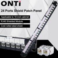 2023 ONTI แผงแพทช์ป้องกันทนทานกันฝุ่น24พอร์ตเข้ากันได้กับ Cat5e CAT6 CAT6A CAT7 CAT8สำหรับอีเธอร์เน็ต