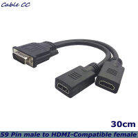 DMS 59Pin ถึง2 HDMI เข้ากันได้ชายกับหญิง YS Plitter วิดีโอเคเบิ้ลอะแดปเตอร์สำหรับคอมพิวเตอร์โฮสต์กราฟิกการ์ดสายวิดีโอคู่