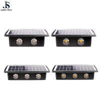 บันได IP65 Lampu Solar Dinding กันน้ำเปิด/ปิดอัตโนมัติสำหรับสวนแสง RGB ไฟสนามพลังแสงอาทิตย์สีขาวอบอุ่นสีขาว