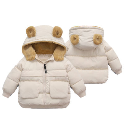 Winter Children Girls Boys Jacket Cotton Down Coats With Ear Hoodie Clothes Fashion Kids Parka Outerwear Age for 2-6Year