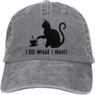 Funny Black Cat Do What I Want Mens and Womens Animal Farm Snap Back Trucker Hat Baseball Cap