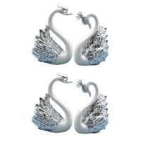 2 Pieces of Swan Ornaments Figurines,Swan Cake Decoration,Car Figurines Decoration,Home Wedding Christmas Decoration